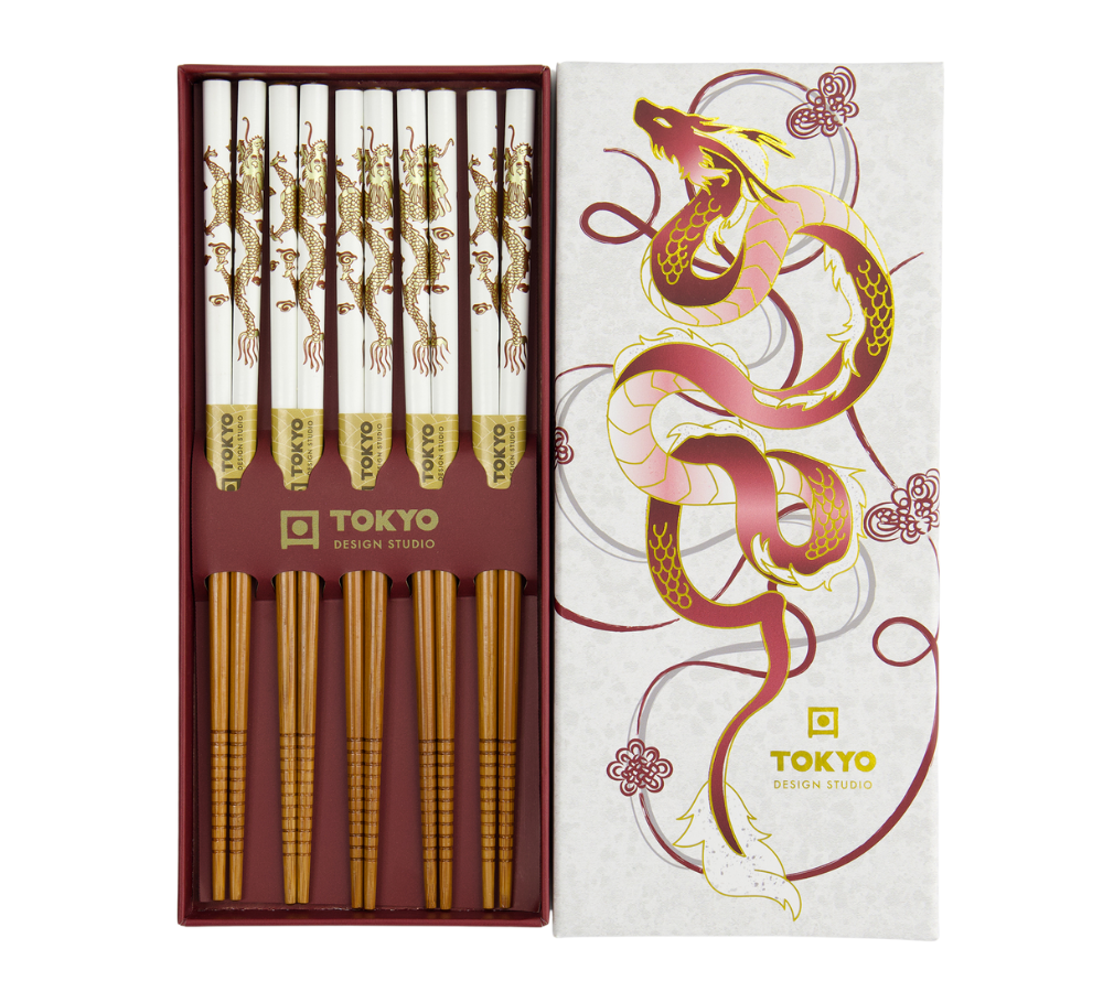 Spisepinde gavesæt, Red Dragon - 5 par